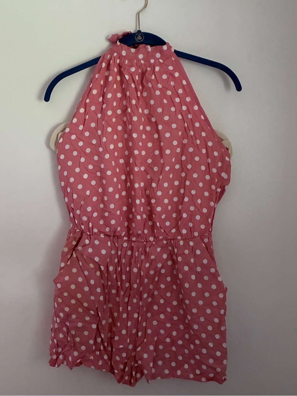 Pretty garden Pink Polka Dot Women's Halter Romper, NWT